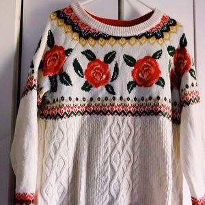 Rose fair Isle knit sweater
